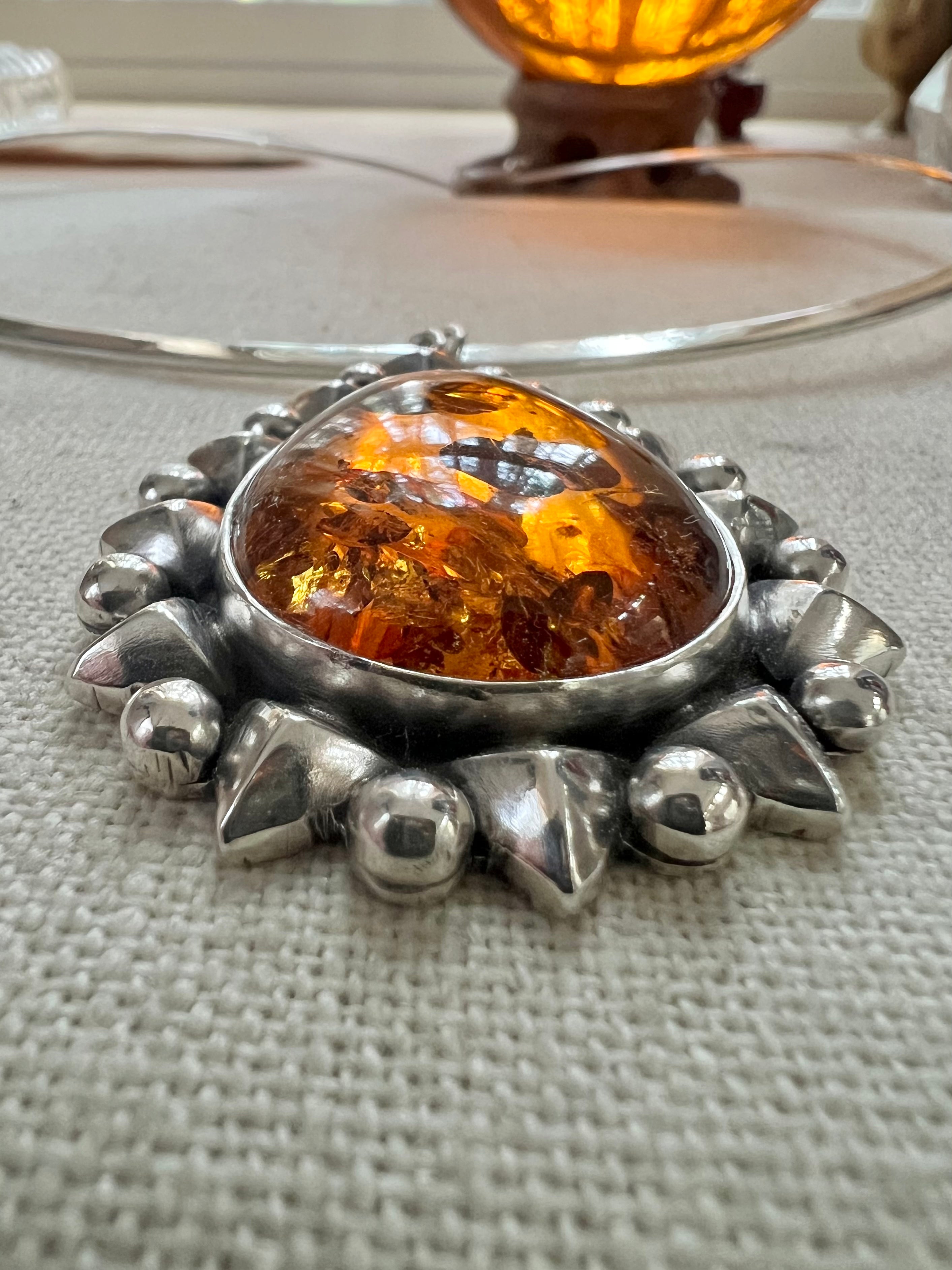 Baltic Amber Pendant with Neck Ring