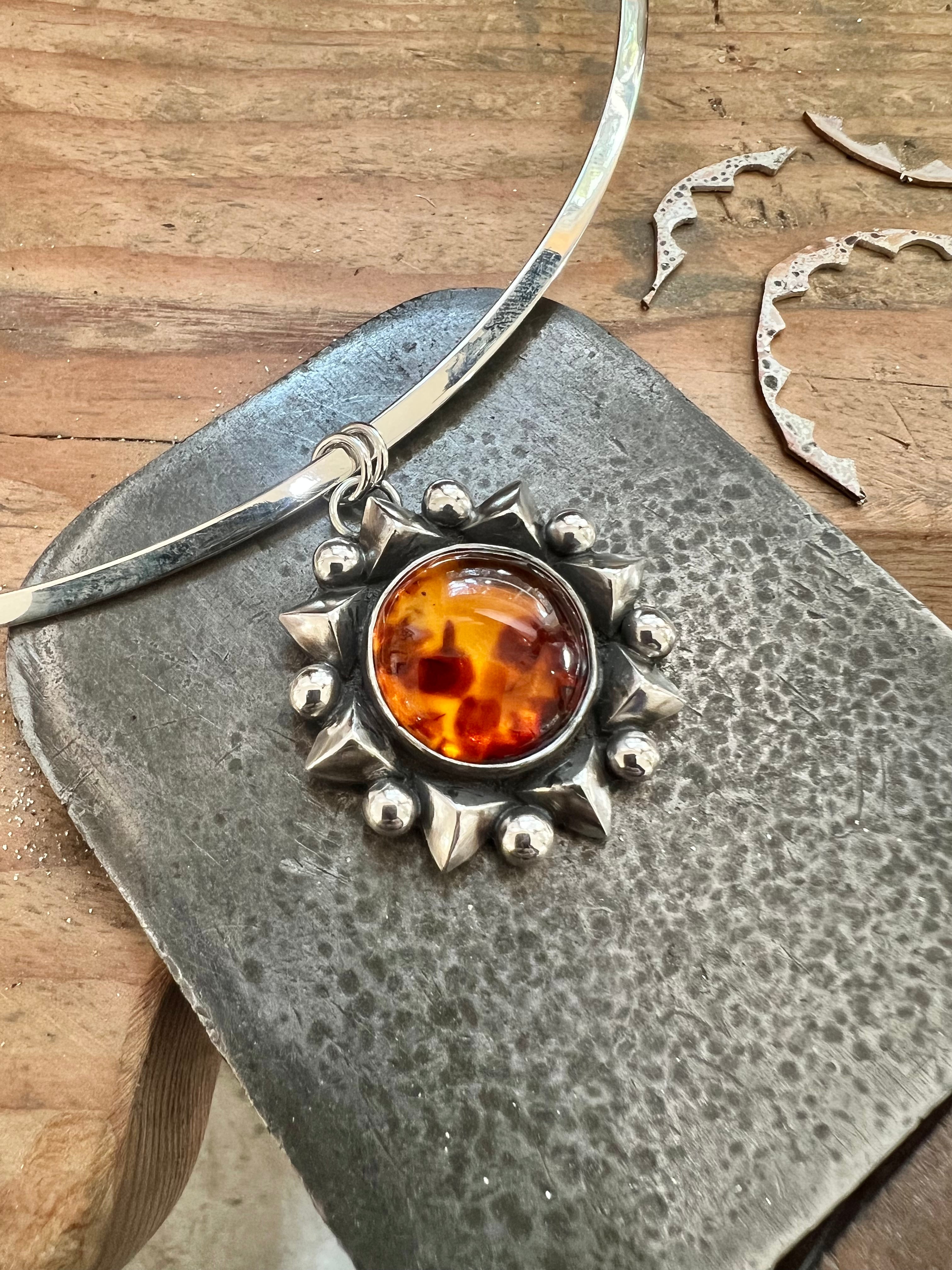 Baltic Amber Pendant with Neckring