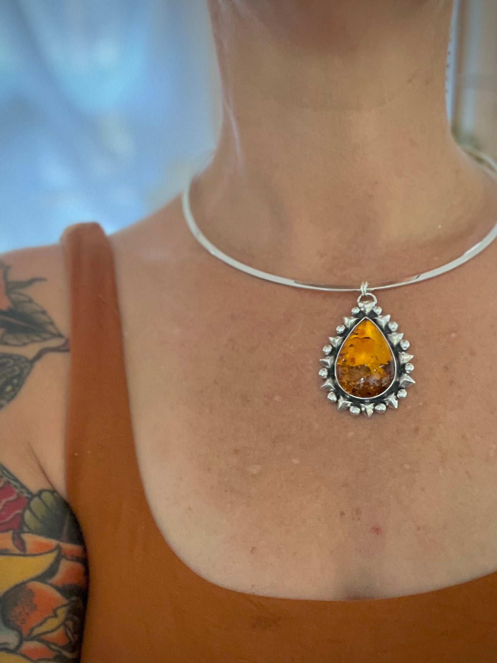 Baltic Amber Pendant with Neck Ring