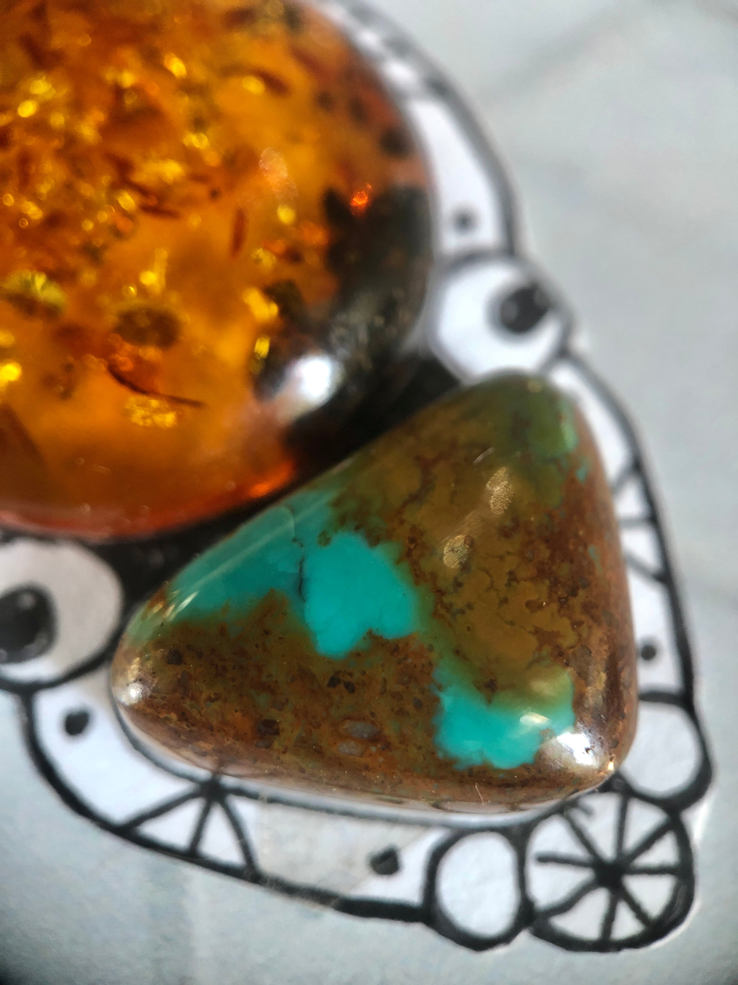 Amber & Turquoise Pendant
