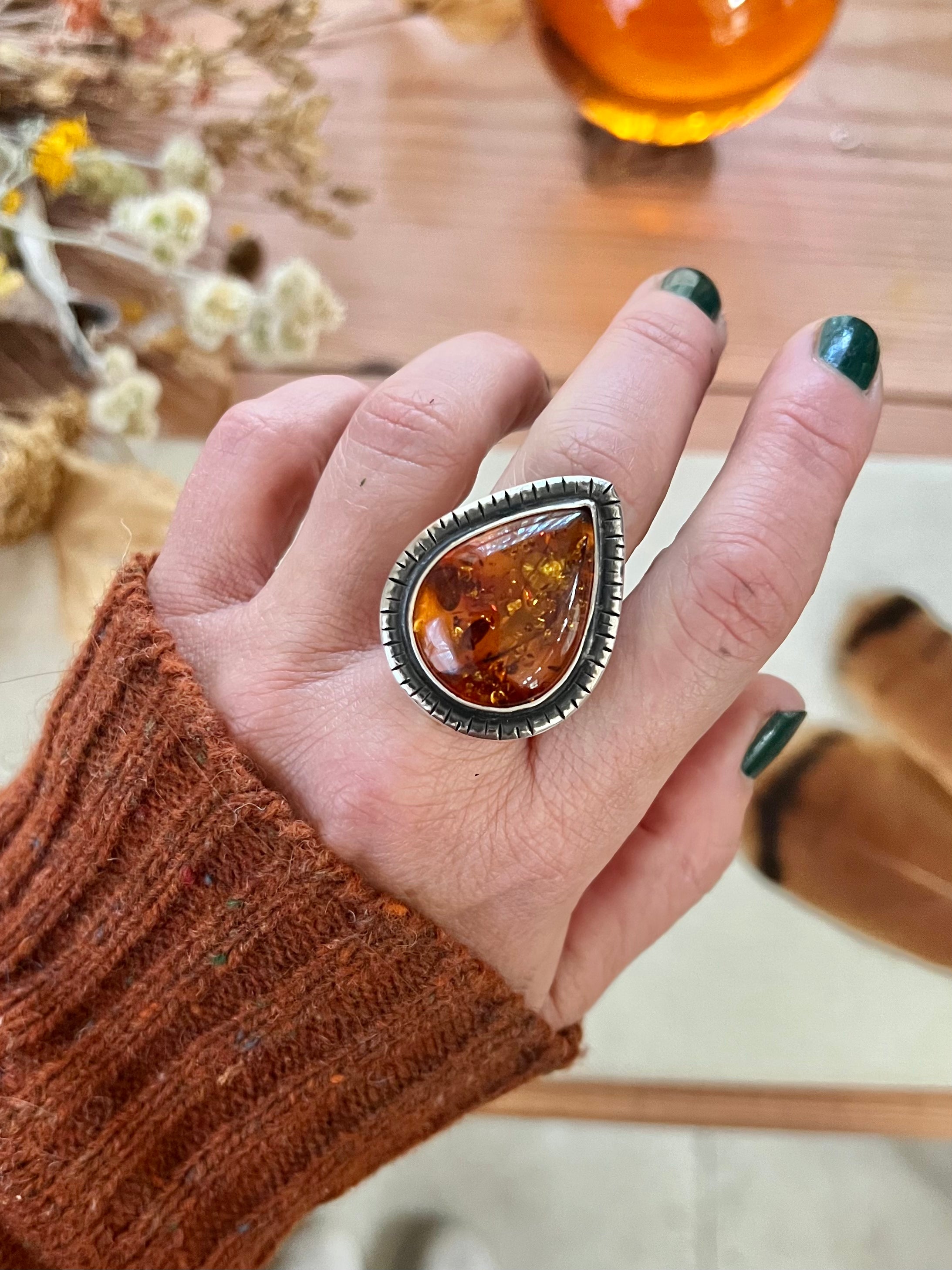 Amber Ring, 9 Standard Width Band