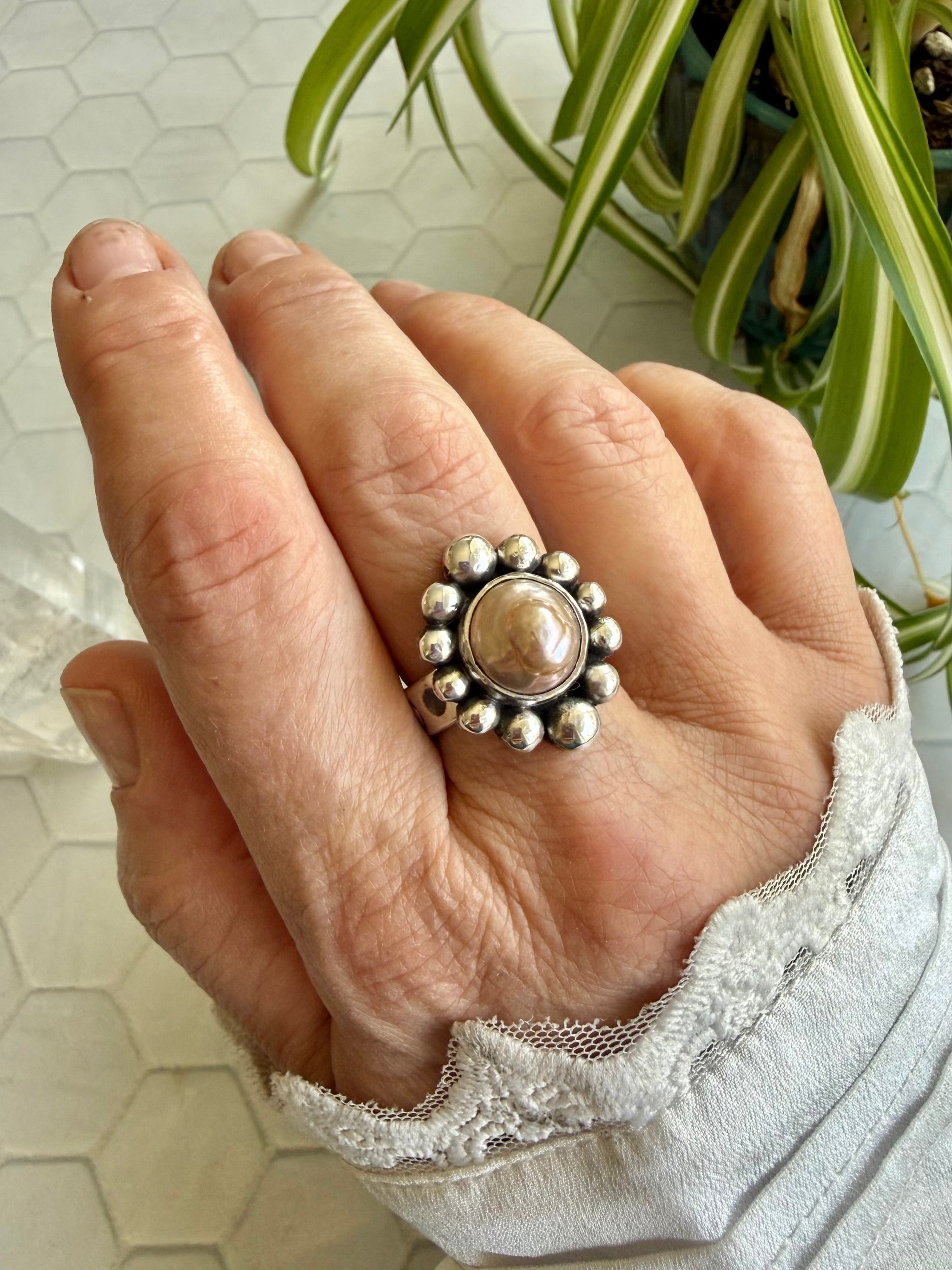 Freshwater Pearl Ring. 8 Standard Width Band – Rashel Fitchett