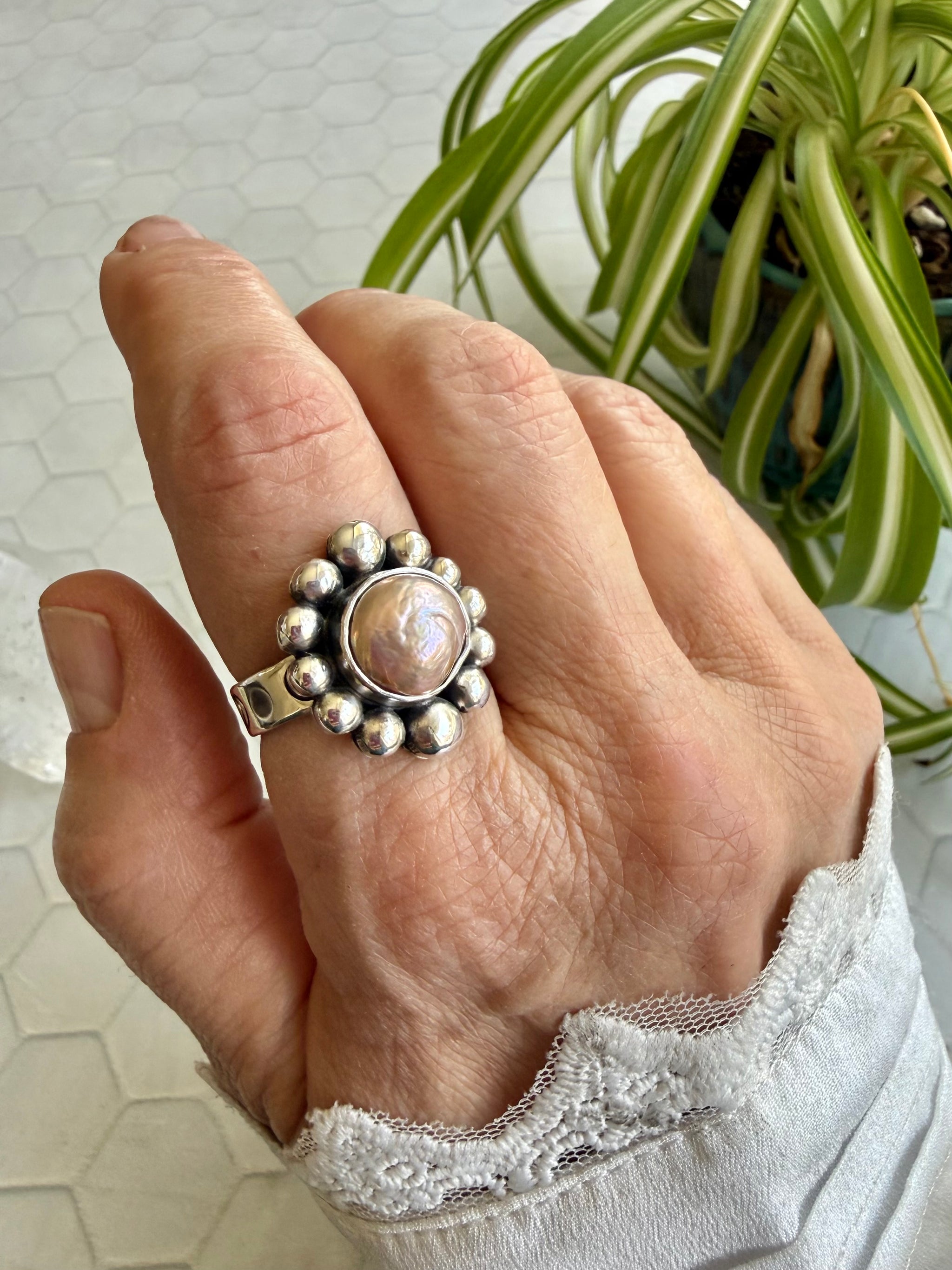 Freshwater Pearl Ring. 9.25 Standard Width Band – Rashel Fitchett