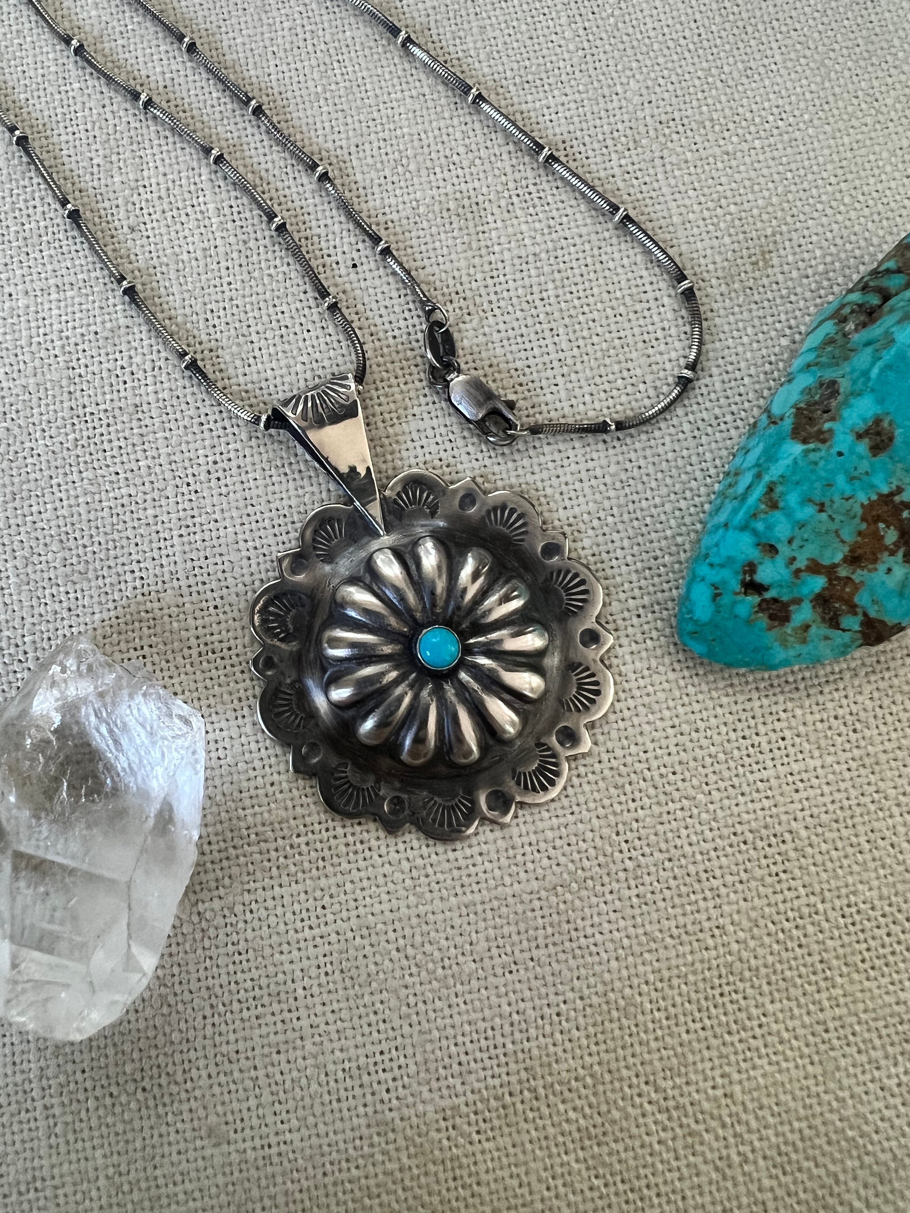 Turquoise Concho Necklace, Custom Order